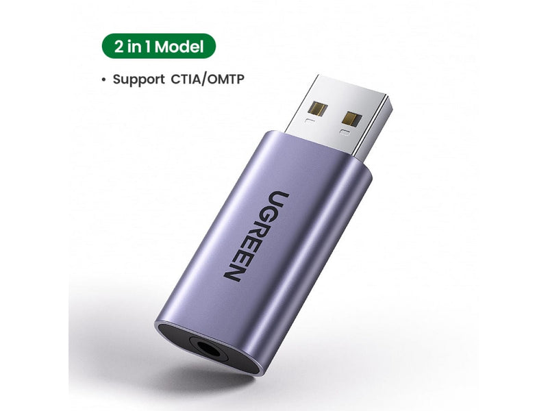 UGREEN USB 2.0 auf 3.5mm Audio Adapter USB Soundkarte Stick schwarz