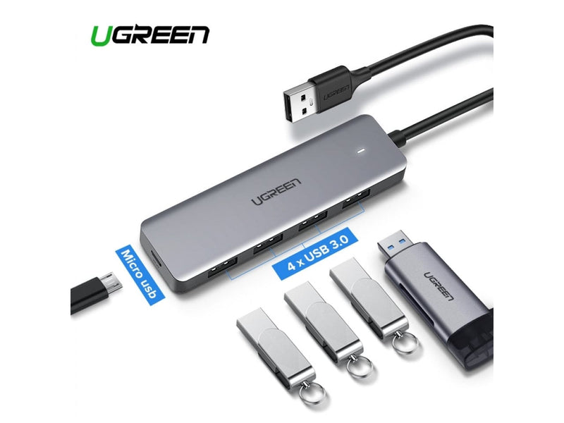 UGREEN USB-C Hub mit 4-Fach USB 3.0 und MicroUSB für Stromversorgung