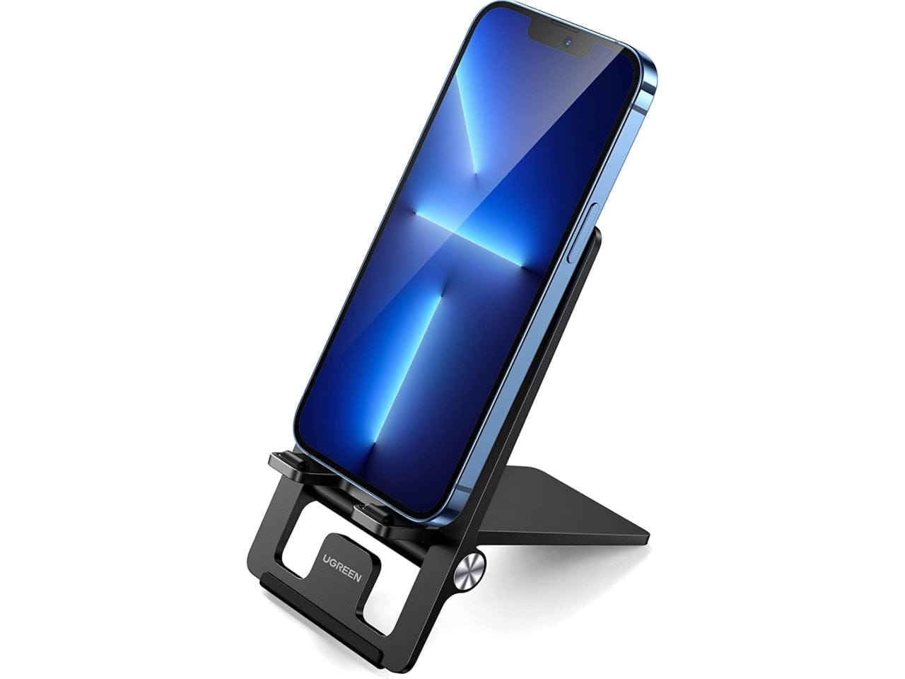 Klappbarer Smartphone Ständer aus (schwarz, Aluminium, 64g) als  Werbegeschenke Auf