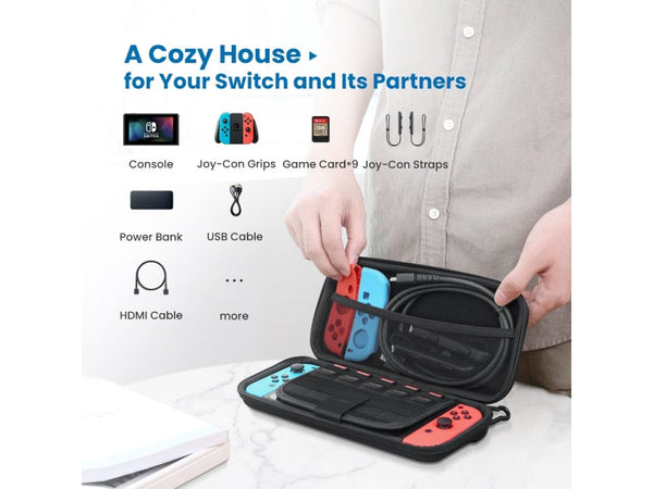 Nintendo Switch Schutzhülle mit Fächer für Kabel, Kopfhörer & Zubehö