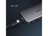 UGREEN 4-Fach USB 3.0 Hub mit MicroUSB Stromversorgung spacegrau