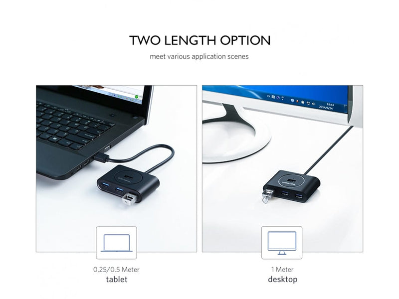 UGREEN Adapter UGREEN 4-Port USB Hub mit 4x USB 3.0 Anschlüssen weiss 20282 6957303822829