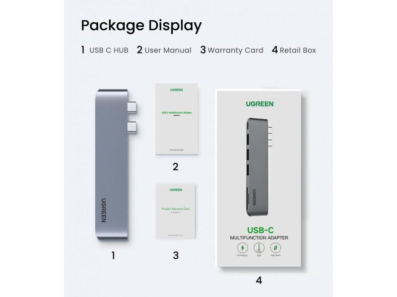 UGREEN 5-in-1 USB-C Hub mit HDMI und 3x USB 3.0 für MacBook Pro Air