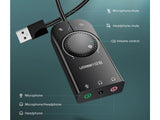UGREEN Externe USB Soundkarte mit Lautstärkeregler => 85 dB - 1 Meter