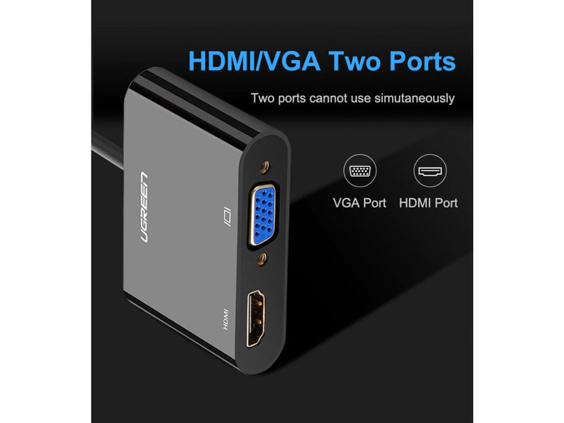 UGREEN HDMI auf HDMI / VGA Adapter mit Audio 3.5mm - schwarz
