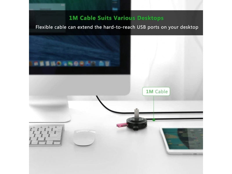 UGREEN Praktischer 4-Fach USB 2.0 Hub für Büro & Arbeitsplatz schwarz