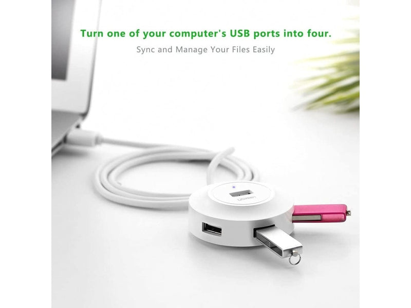 UGREEN Praktischer 4-Fach USB 2.0 Hub für Büro & Arbeitsplatz weiss