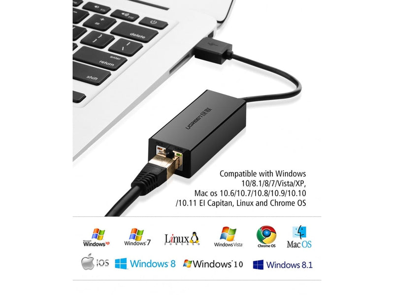 UGREEN USB 3.0 Gigabit Ethernet Adapter für PC Mac Chromebook weiss