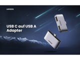 UGREEN Adapter UGREEN USB-C auf 2x USB 3.0 Adapter mit OTG Mini USB Hub für Notebooks 10912 6957303819126