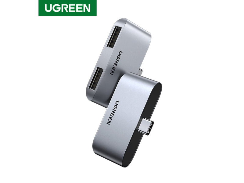UGREEN Adapter UGREEN USB-C auf 2x USB 3.0 Adapter mit OTG Mini USB Hub für Notebooks 10912 6957303819126