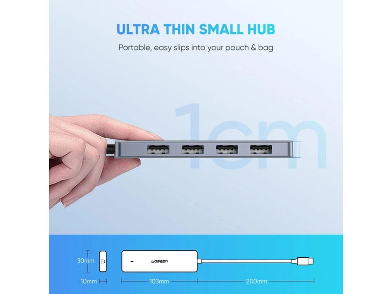 UGREEN USB-C Hub mit 4-Fach USB 3.0 und MicroUSB für Stromversorgung