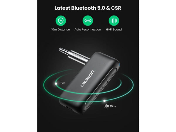 UGREEN Car AUX Bluetooth 5.0 Receiver Hands-Free Talk für 3.5mm Buchse