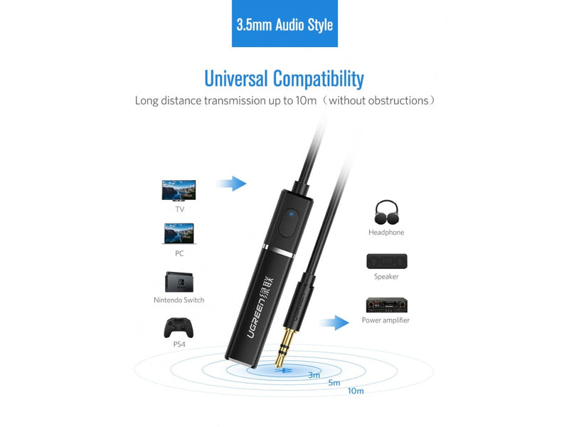 UGREEN Bluetooth 5.0 Audiosender Transmitter mit 3.5mm AUX Stecker
