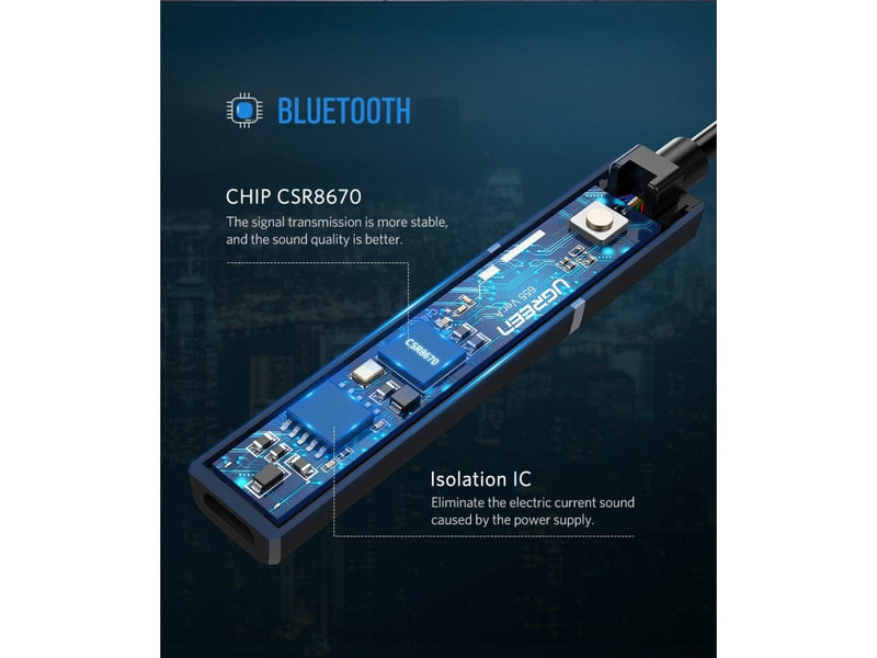 UGREEN Bluetooth Transmitter UGREEN Bluetooth 5.0 Audiosender Transmitter mit 3.5mm AUX Stecker 40761 6957303847617