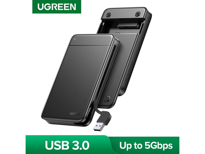 UGREEN Gehäuse UGREEN 2.5" Hard Drive Enclosure SSD Case mit USB 3.0 Kabel integriert 80555 6957303885558