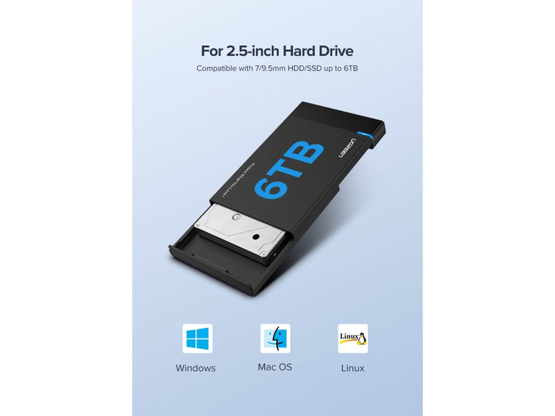 UGREEN USB 3.0 SSD Gehäuse 2.5" HDD mit MicroUSB 3.0 Kabel - schwarz