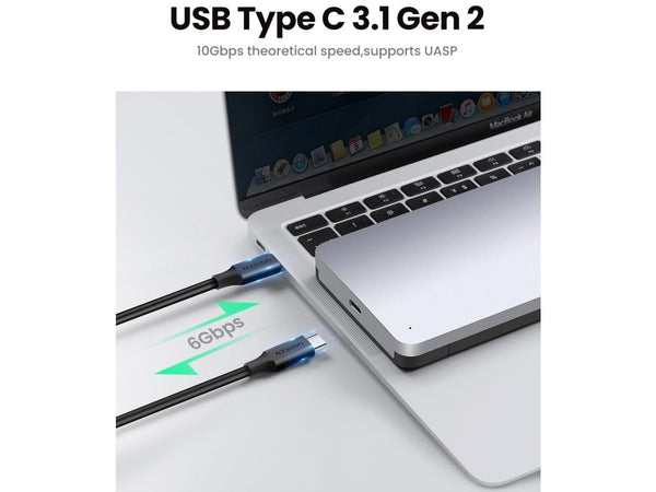 UGREEN USB 3.1 Typ-C HDD/SSD Aluminium Gehäuse 2.5" silber