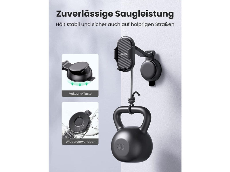 Lescars Kfz-Saugnapf-Smartphone-Halterung für Frontscheibe & Armaturenbrett  - digitec