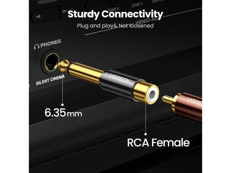 UGREEN Kabel UGREEN 6.35 mm Klinken Stecker auf RCA Cinch Buchse Adapter 80731 6957303887316