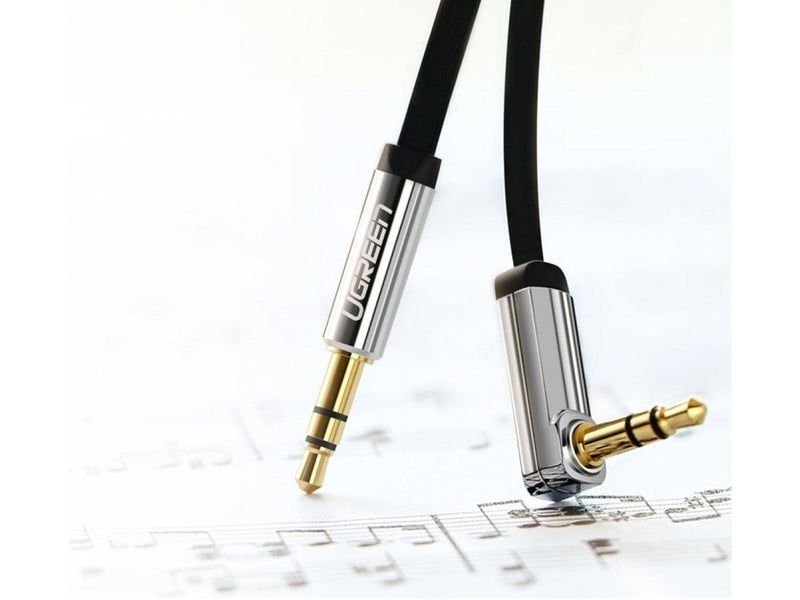 UGREEN Audio AUX 3.5mm Kopfhörer Flachband Kabel abgewinkelt 3m