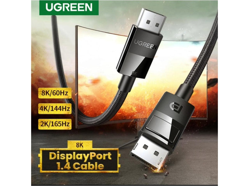 UGREEN Display Port 1.4 Kabel 3 Meter Nylon 8K 4K 2K 1080p schwarz