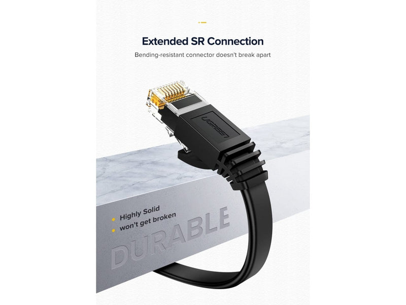 UGREEN Flachband RJ45 LAN Ethernet Kabel Cat6 UTP 1 Gbit schwarz 3m