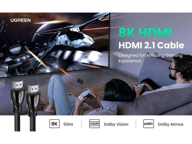 UGREEN HDMI 2.1 Kabel 8K 4K 120 Hz 48Gbps Nylon Premium 2 Meter