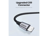 UGREEN iPhone Lightning USB Ladekabel Nylon Alu MFi 1 Meter silber