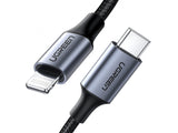 UGREEN Lightning USB-C Kabel PD Fast Charge Nylon Alu MFi 1.5m schwarz
