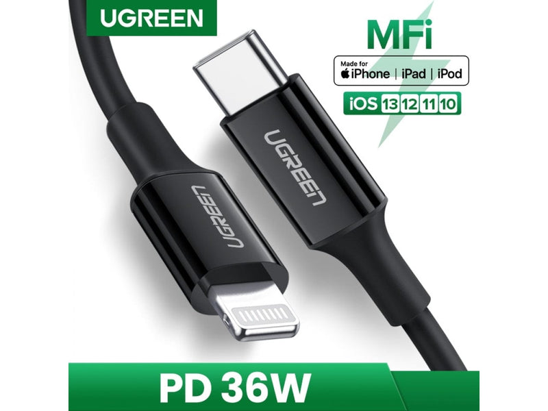 UGREEN Lightning USB-C Kabel PD Fast Charging MFi 1 Meter schwarz