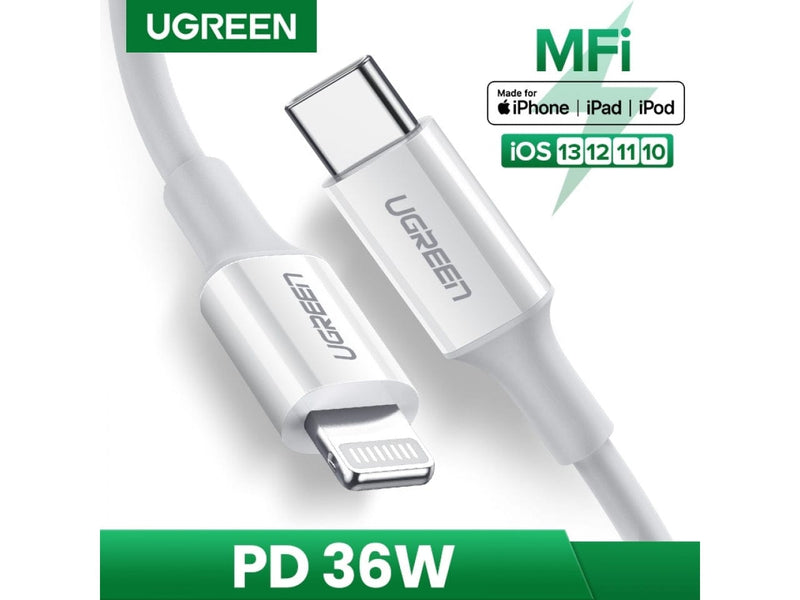 UGREEN Lightning USB-C Kabel PD Fast Charging MFi 2 Meter weiss