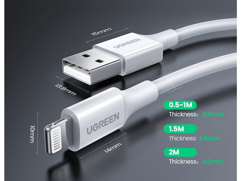UGREEN Lightning USB Kabel Fast Charging MFi zertifiziert 1m schwarz