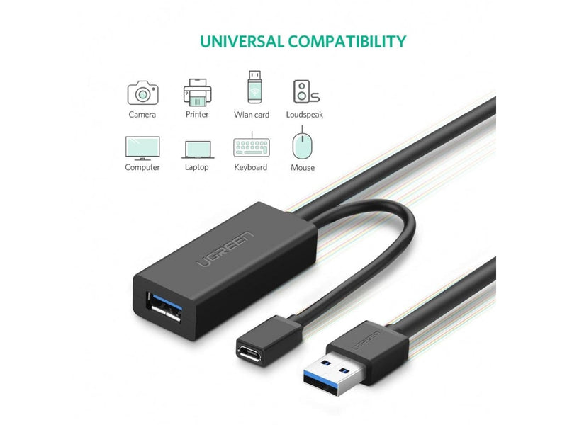UGREEN Kabel UGREEN USB 3.0 Verlängerungskabel 5 Meter mit Repeater Signal Booster 20826 6957303828265