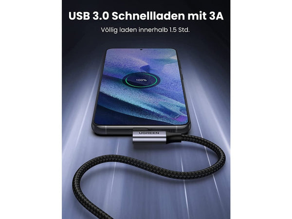 UGREEN Kabel UGREEN USB-C 3.1 auf USB 3.0 5 Gbps Daten & Ladekabel L-Design 1m 20299 6957303822997