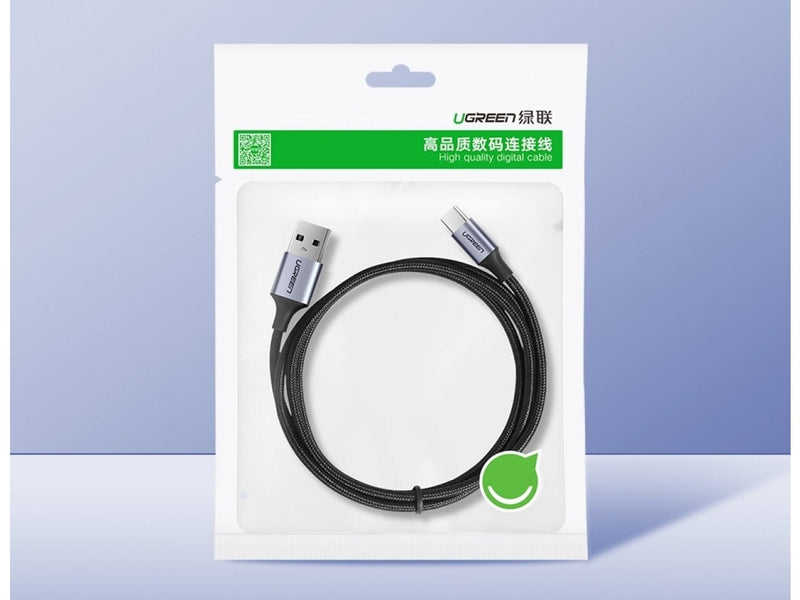 UGREEN USB-C Extra Kurz Ladekabel QC3.0 Fast Charge 25cm Nylon schwarz