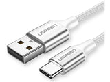 UGREEN USB-C Extra Kurzes Ladekabel QC3.0 Fast Charge 25cm Nylon weiss