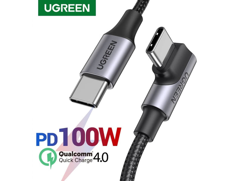 UGREEN USB-C Kabel 100W QC 4.0 90-Grad L-Design Nylon Titan 1 Meter