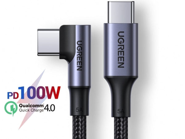 UGREEN USB-C Kabel 100W QC 4.0 90-Grad L-Design Nylon Titan 2 Meter