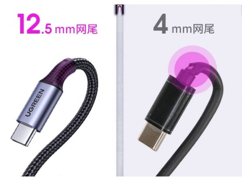 UGREEN USB-C Kabel 100W QC 4.0 90-Grad L-Design Nylon Titan 2 Meter