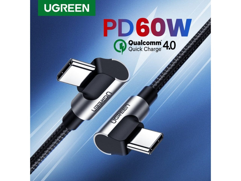 UGREEN USB-C Kabel 60W QC 4.0 90-Grad L-Design Nylon Titan 1 Meter