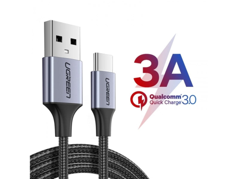 UGREEN USB-C Kurzes Ladekabel QC3.0 Fast Charge 0.5m Nylon schwarz