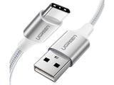 UGREEN USB-C Ladekabel QC3.0 Fast Charging 1.5 Meter Nylon Alu weiss