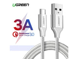UGREEN USB-C Ladekabel QC3.0 Fast Charging 1.5 Meter Nylon Alu weiss