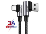 UGREEN USB-C Ladekabel Quick Charge 3.0 AFC 3A 18W Dual L-Design 1.5m