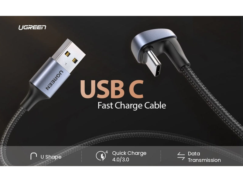 UGREEN USB-C Ladekabel Quick Charge 3A U-Design 180 Winkelstecker 1m