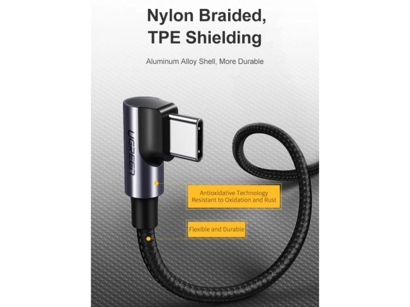 UGREEN USB-C Quick Charge 4.0 Ladekabel L-Design 1.5m Nylon Titan