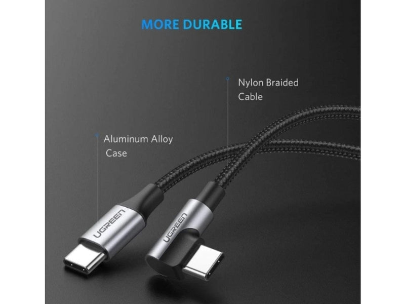 UGREEN USB-C Quick Charge 4.0 Ladekabel L-Design 2 Meter Nylon Titan
