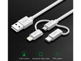 UGREEN 3-in-1 USB-C MicroUSB Lightning MFi Ladekabel silber