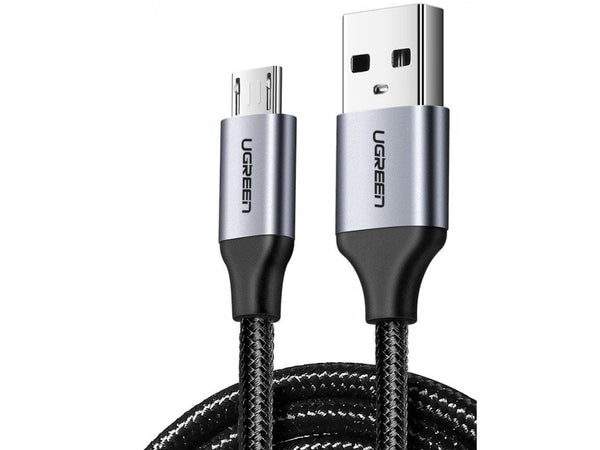 UGREEN Stabiles MicroUSB Ladekabel USB Datenkabel Nylon Alu 1m schwarz
