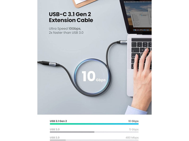 UGREEN 30205: USB 3.1 Kabel, Stecker Typ C > Buchse, 10 Gbit - s
